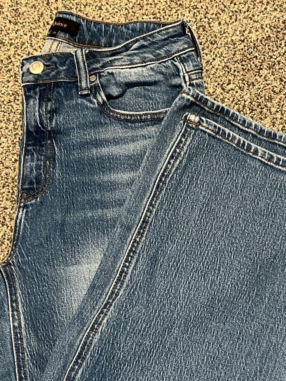 Quince Bella Stretch Relaxed Straight Leg Jeans in Atlantic Blue Size 28